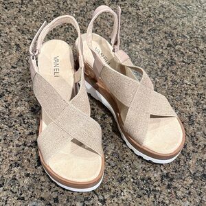 Vaneli Women's Cream Cross-Strap Sandals
